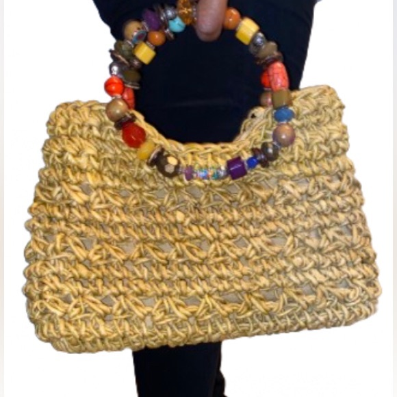 Vintage Capelli Of New York Tan Straw Purse - Picture 4 of 7